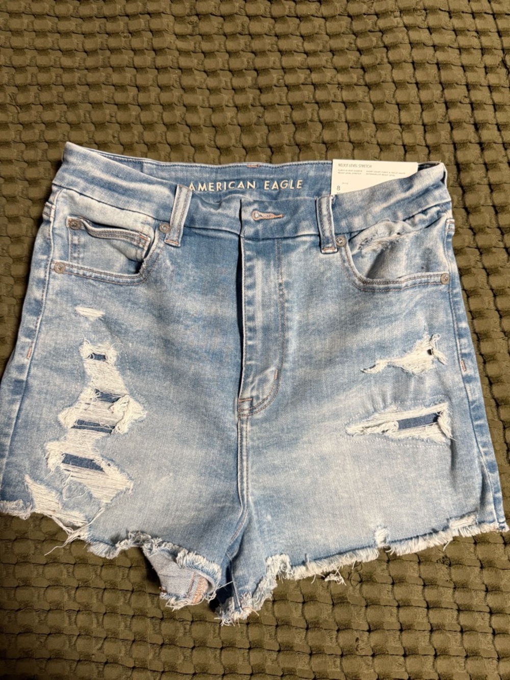American Eagle Outfitters Light Wash Distressed Denim Shorts